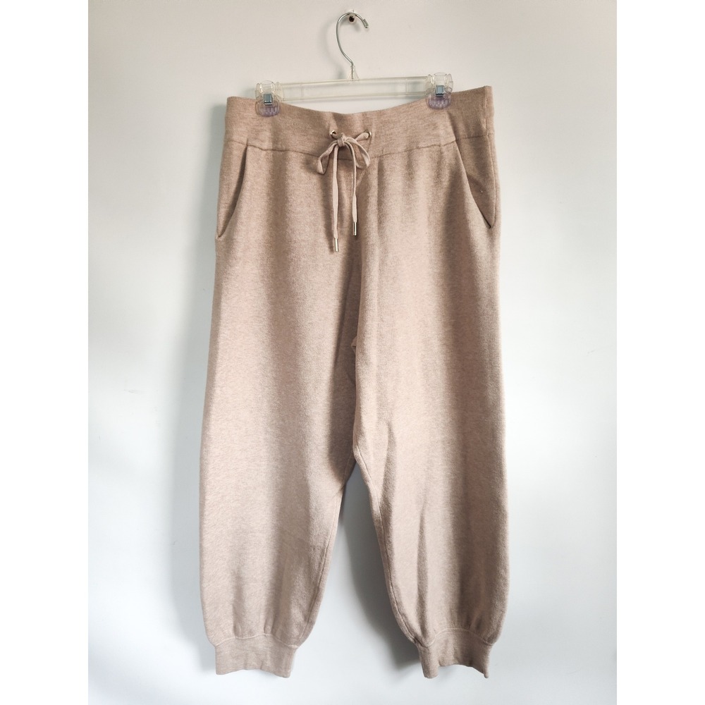 New Cynthia Rowley Jogger Pants XL Knit Beige Neutral Cozy Loungewear Athleisure
